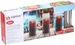 Alpina long drink glasses plastic crystal 400ml 6 pieces unbreakable