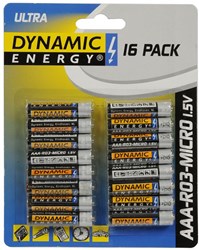 AAA batteries zinc-carbon 16 pieces Dynamic Energy - powerful energy