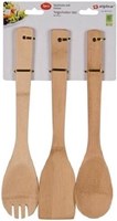Alpina wooden spatula set bamboo 29.5cm - 3 pieces kitchen utensils