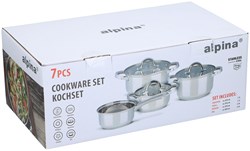 Cilgro stainless steel cookware set with glass lids 7-piece silver