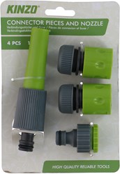 Kinzo garden accessories set with connectors and nozzle 4-piece