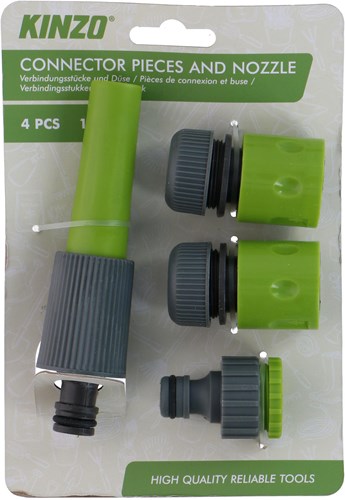 Kinzo garden accessories set with connectors and nozzle 4-piece