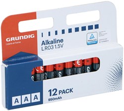 Grundig alkaline batteries AAA 12-pack powerful and long-lasting