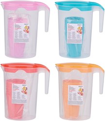 Alpina plastic jug set blue with 6 cups 1.75L 300ml