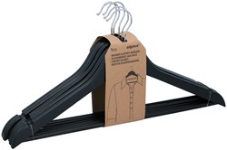 Alpina clothes hangers black wood 5 pieces - anti slip trouser hanger