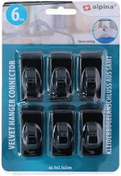 Alpina clothes hanger connector black plastic 6 pieces organizer