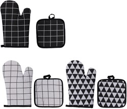 Alpina oven mitts and pot holder set grey kitchen accessory cotton