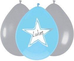 Balloons baby boy blue and silver 6 pieces birth decoration