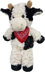 Harlekijn plush cow cuddly toy with scarf - 27 cm - white black