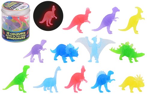 Johntoy glow in the dark dinosaur toy 12 pieces colorful