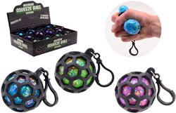 Johntoy glitter ball keychain - hexagonal squeeze ball 3 assorted