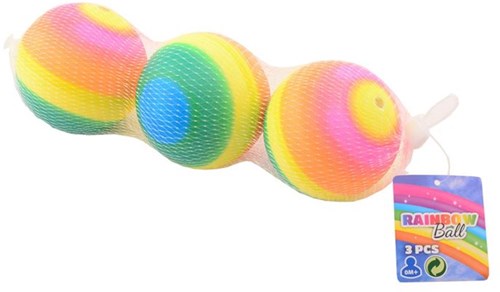Johntoy rainbow balls toy set 3 pieces rubber colorful 8 cm-2