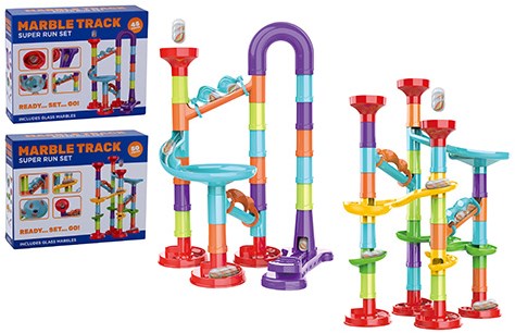 Johntoy marble run toy set - colorful marble track in box