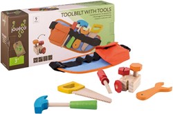 Jouéco wooden tool belt - toy tools 9-piece set for kids