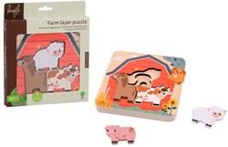 Jouéco wooden farm puzzle with layers educational toy