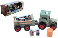 Johntoy wooden tractor farm toy with accessories Fien & Teun