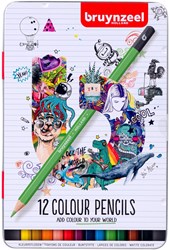 Bruynzeel colored pencils set - 12 colors in tin - school