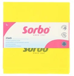 Sorbo cleaning cloths yellow 38x38cm set of 5 absorbent