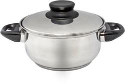 Cooking pan stainless steel 16cm bakelite handle black - durable saucepan