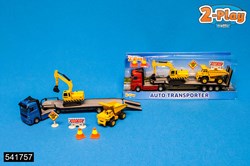 Die Cast plastic low-loader construction vehicles toy set multicolor