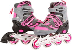 Inline skates pink/grey adjustable aluminium frame size 29-32 kids skates