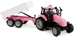 Toy tractor with trailer pink with light and sound 25cm