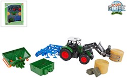 Tractor toy set with 8 accessories freewheel 30cm green Kids Globe