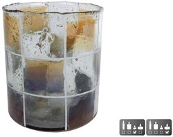 Glass tealight holder Blocks L brown green 11x11x13cm candle holder
