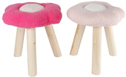 Kids stool Flower pink/fuchsia wood fabric 30x30x33cm