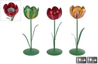 Candle holder tealight Tulip L metal multicolor 8x8x25cm decoration