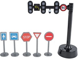 Kids Globe traffic light toy with 3 lights and 5 traffic signs