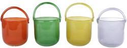 Theelichthouder glass Zia with handle multicolor decoration 13x15x21cm
