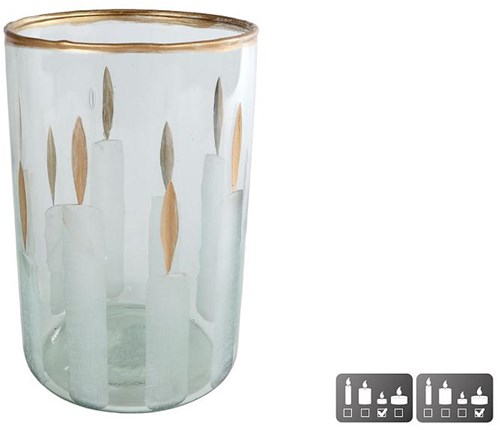 Glass tealight holder candle holder multicolor 10x10x15cm decoration