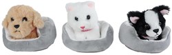 Plush cuddle dog or cat in basket 12cm - Take Me Home - cuddly friend