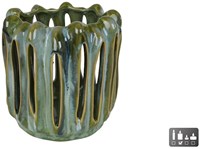 Lantern decoration green white ceramic 17x17x16.5cm mood light