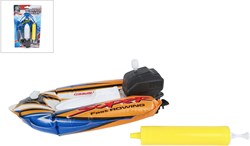 Van Manen inflatable speedboat toy with pump and wind-up function 17cm
