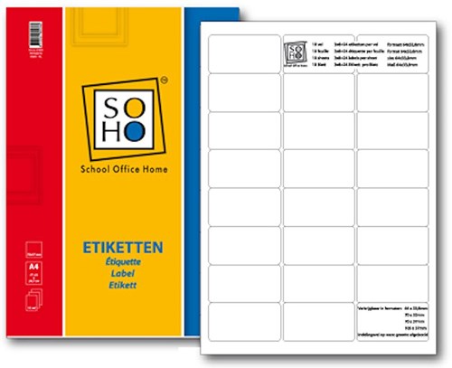 Soho labels A4 sticker sheets self-adhesive 240 pieces white labels