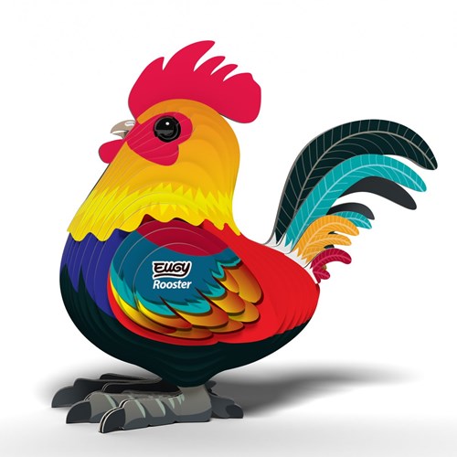 Eugy 3D puzzle rooster - colorful cardboard animal puzzle-3