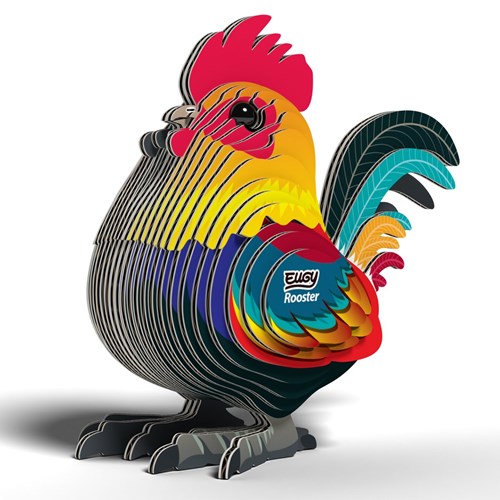 Eugy 3D puzzle rooster - colorful cardboard animal puzzle-2