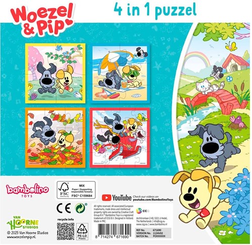 Bambolino Toys puzzle Woezel & Pip 4 in 1 educational cardboard kids puzzle-2