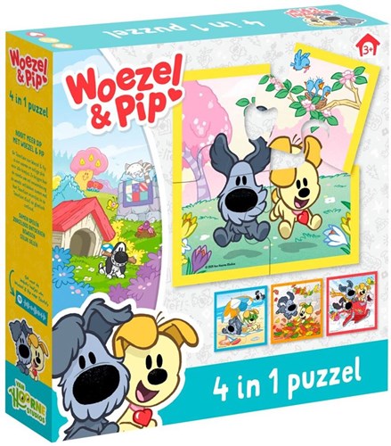 Bambolino Toys puzzle Woezel & Pip 4 in 1 educational cardboard kids puzzle