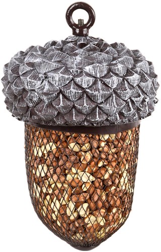 Acorn bird feeder hanging house grey Esschert Design 22 cm metal for birds