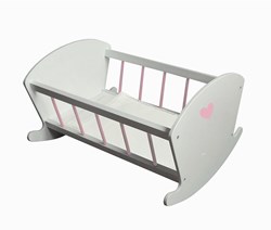 Engelhart Toys wooden doll cradle white-pink 50x30x40cm