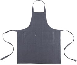 Linen and More cotton kitchen apron grey 75x90cm with pockets