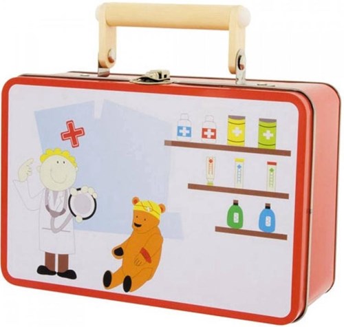 Simply doctor set wooden toy in metal suitcase for children-3