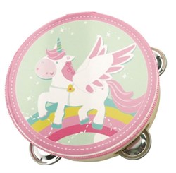 Simply tambourine unicorn toy musical instrument blue cardboard