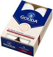 Gouda tealights white - 12 maxi candles 10 hours burning time