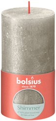 Bolsius rustic pillar candle shimmer champagne - decorative candle 13x7 cm
