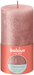 Bolsius pillar candle shimmer pink - rustic candle 13 cm vegan