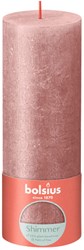 Bolsius rustic pillar candle shimmer pink 19 cm - decorative candle